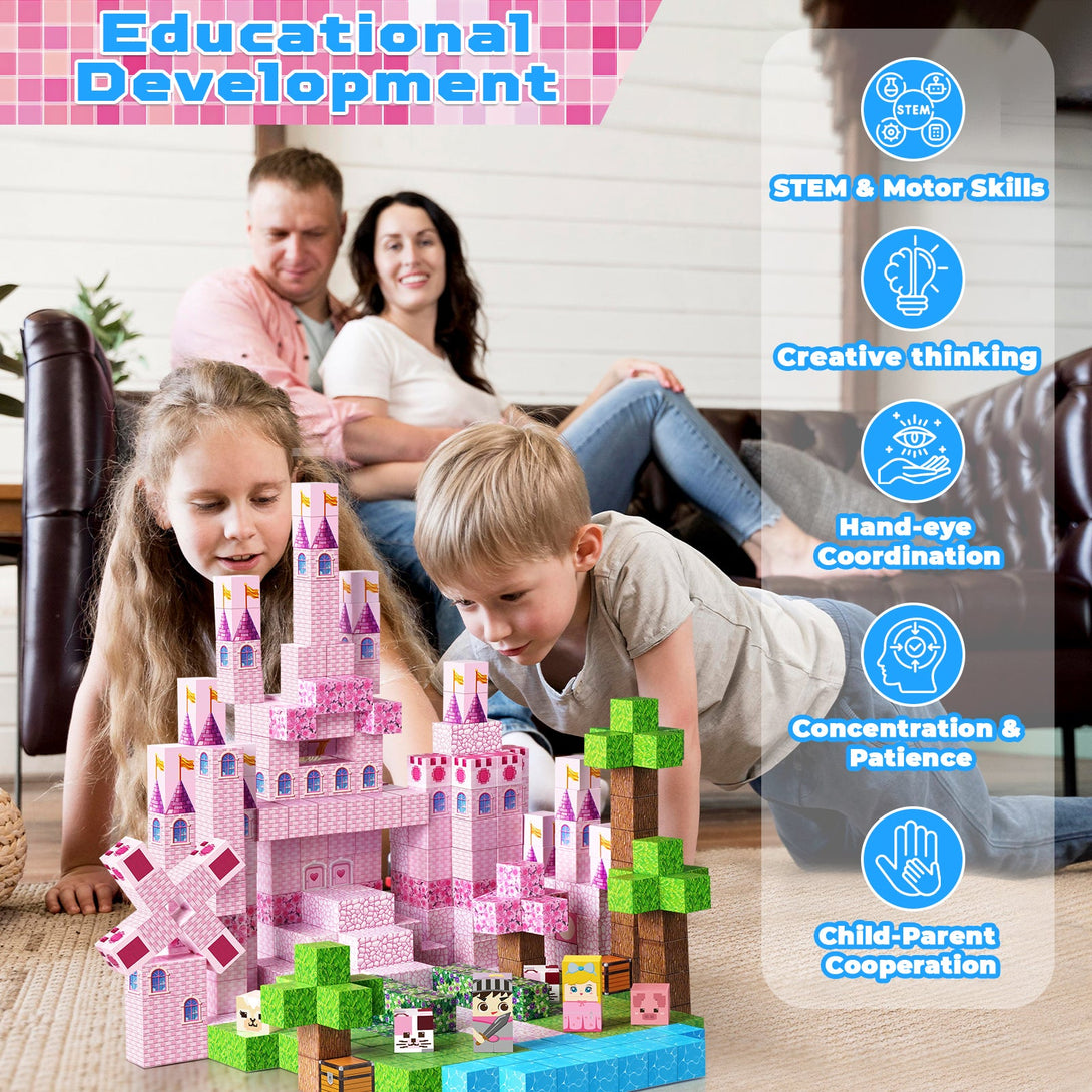 Magnetopia™【Sakura Pink】Magnetic Building Blocks | 100 PCS | 0.8